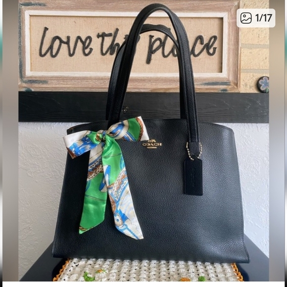 Coach Handbags - Coach Charlie Carryall Black Pebbled Leather Handbag EUC 2018